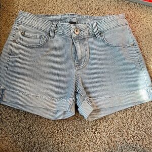 Striped Denim Shorts